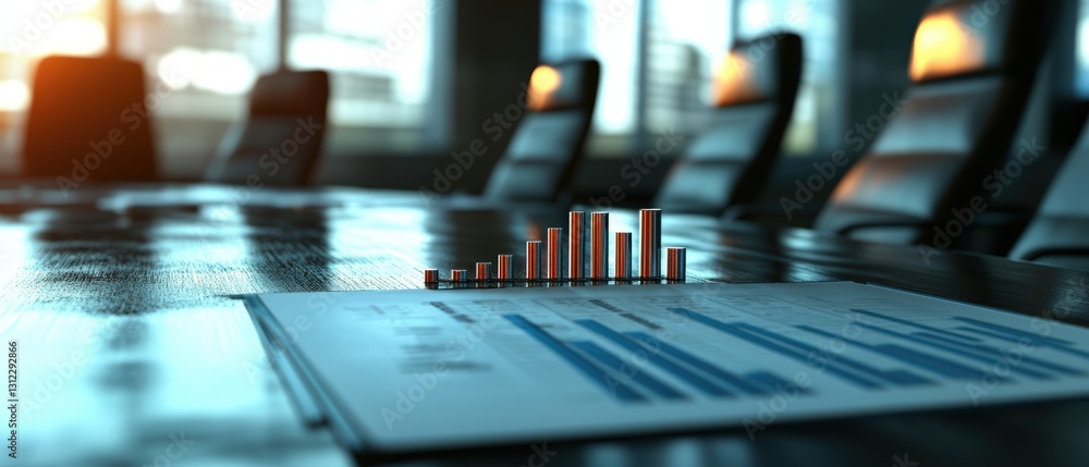 Poster table displaying detailed graph chart, representing analysis and data insights for business strategy