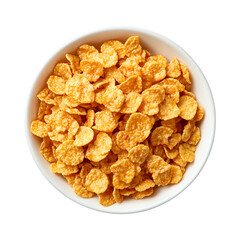 Caramel Cornflakes in Bowl Isolated on Transparent Background