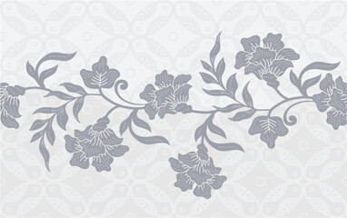 Javanese batik motifs with very distinctive, exclusive plant patterns. Indonesia country © Ari_Na