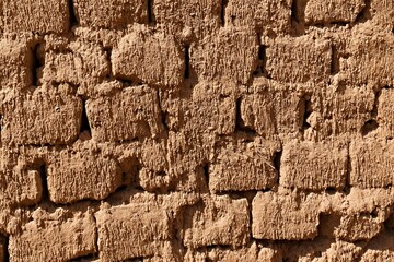 View of a mud brick wall in the old city of Shaqra. Saudi Arabia. Asia.