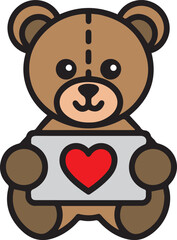 Cute teddy bear icon holding a heart, perfect for Valentine's, kids' projects, greeting cards, or holiday themes, as a decorative element