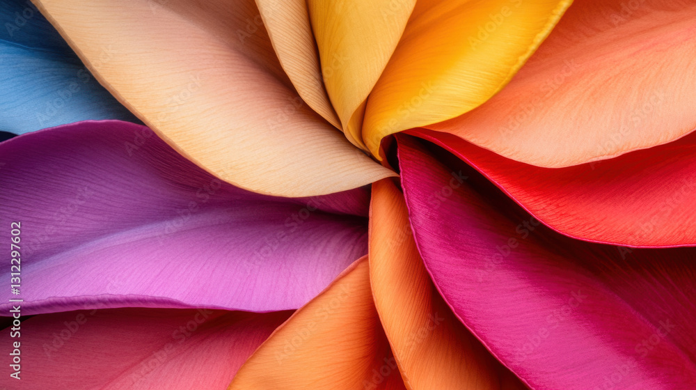 Poster a vibrant image of tulip petals folding inward, creating a unique tunnel effect in high fidelity.