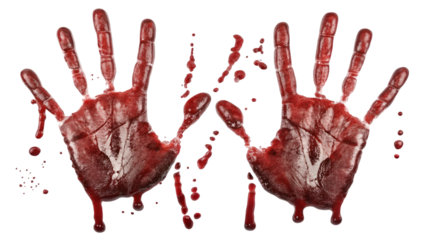 handprint Horror blood fingerprints symbolizing crime isolated transparent background
