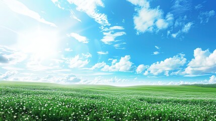 Fototapeta premium Blooming Fields: A Sea of Flowers in the Breeze