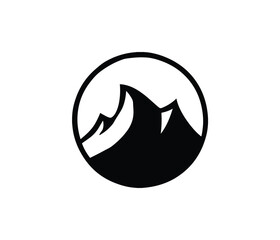 Fototapeta premium Simple black and white mountain and forest silhouette graphic.