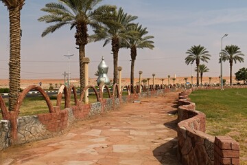 Fototapeta premium View of a roundabout in Jubbah city. Saudi Arabia. Asia.