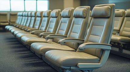 Modern waiting area chairs airport lounge interior design calm environment perspective view comfort concept