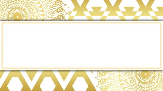 Gold frame with gold ornament animation background. Mandala animation with copy space suitable for intro, wedding invitation, arabic decoration