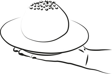 Une illustration d'une main tenant une assiette avec une brioche au sucre pâtisserie française