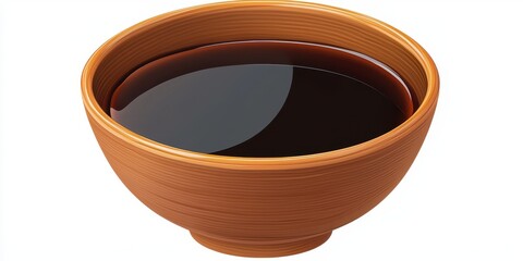 Realistic 3D Icon Cartoon of A Tangy Teriyaki Sauce in a Traditional Japanese Bowl