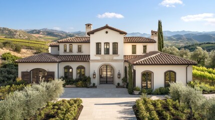 Fototapeta premium Mediterranean Villa in Vineyard Setting