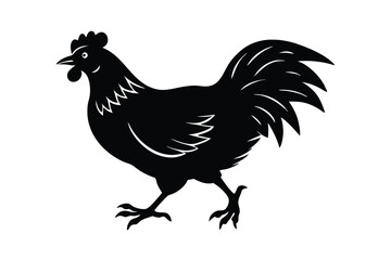 Silhouette of Chicken vector illustration.