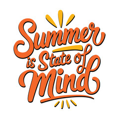 Summer Day lettering logo with sun vector illustration.