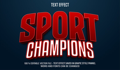 Sport Champions 3d editable text effect style