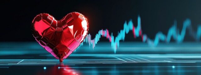 chart analysis data stock market forex trader financial tech red. finance chart analysis data graph heart futuristic schedule future exchange broker abstract line wave monitor business cyberpunk KPI