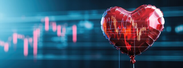 chart analysis data stock market forex trader financial tech red. finance chart analysis data graph heart futuristic schedule future exchange broker abstract line wave monitor business cyberpunk KPI