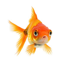 Vibrant goldfish swimming gracefully in clear water. transparent background