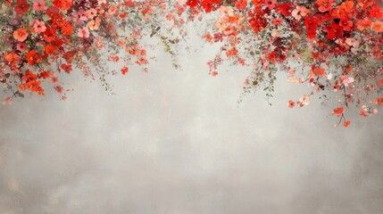 Elegant Red Floral Watercolor Painting