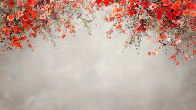 Elegant Red Floral Watercolor Painting