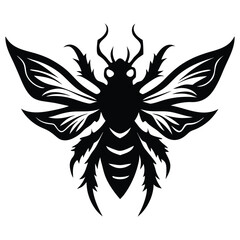 Bee Silhouette Vector Illustration, Elegant Line Art Design with a Clean White Background, Perfect for Icons, Logos, and Decorative Artwork