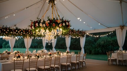Chandeliers made of roses and greenery.generative.ai
