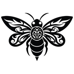 Bee Silhouette Vector Illustration, Elegant Line Art Design with a Clean White Background, Perfect for Icons, Logos, and Decorative Artwork