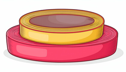A Vibrant Stack Of Colorful Tapes, A Cheerful And Playful Design With A Hand-drawn Style And Bold Pink And Yellow Hues