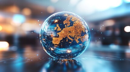 Dynamic 4K animation showcasing a globe with Europe highlighted in a futuristic design