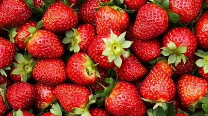 Pile of strawberries used as a background for food product packaging and fresh fruit display advertising