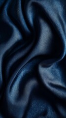 Luxurious deep blue silk fabric with elegant folds and soft texture