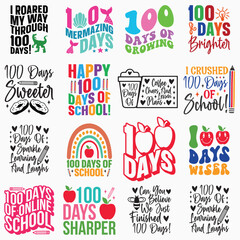 100 Days Of School SVG Bundle Retro SVG PNG Sublimation t shirt design