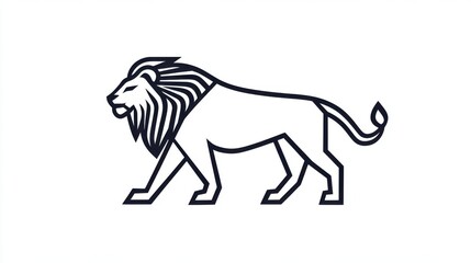 Line art illustration of a majestic lion, profile view,  stylized mane, elegant design.