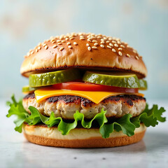 Savory Bacon-Pork Cheeseburger Bliss with Crispy Fries