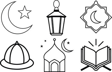 Muslim Eid elements silhouette icon
