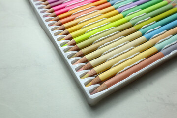 Materials for children creativity on light background                 