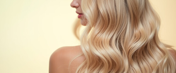 Naklejka premium long wavy blonde hair cascading down back
