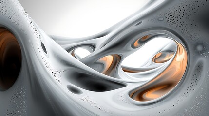 Abstract Silver Flowing Forms.