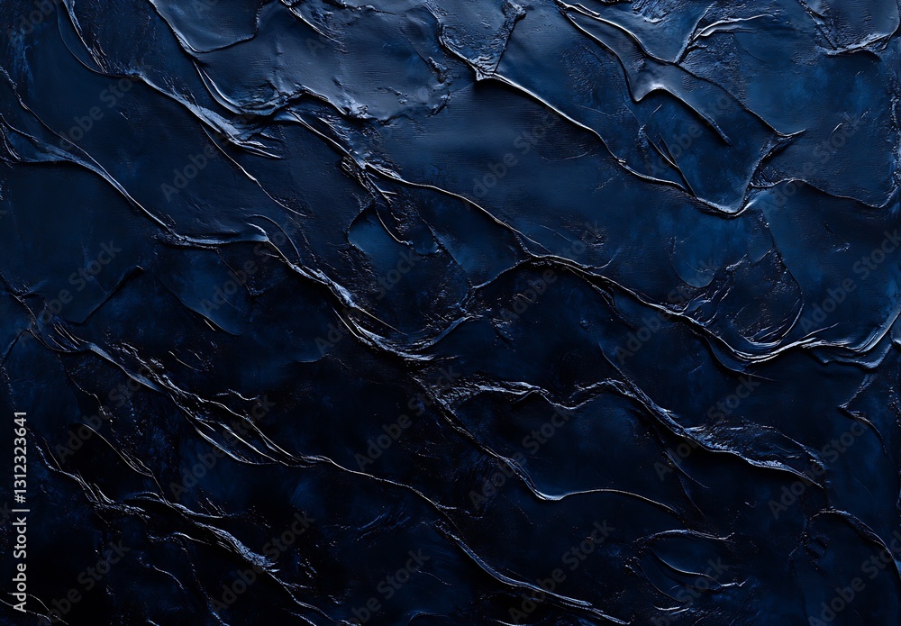 Aufkleber textured dark blue surface resembling flowing water or abstract waves in deep shadows : generative a