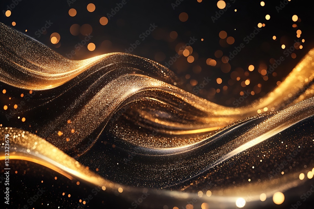 Fototapete Stunning waves of golden light create a mesmerizing visual flow, enhancing the captivating atmosphere of the scene : Generative AI