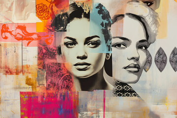 Inspirational Women's Achievements Collage in Modern Art Style Celebrating Global Success