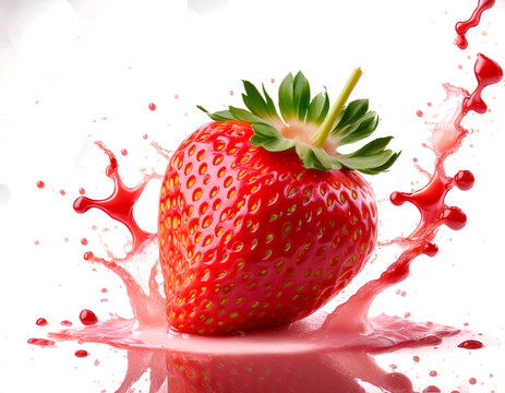 zumo de fresas y fresas, fondo transparente&ccedil;&ccedil;&ccedil;&ccedil;&ccedil;, hiperrealista, 4k
