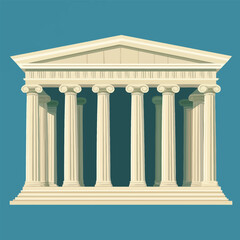 Fototapeta premium A flat 2D vector of a grand classical Greek temple with marble columns.