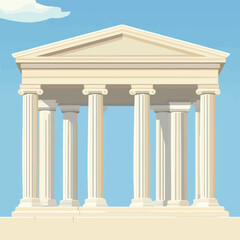 Obraz premium A flat 2D vector of a grand classical Greek temple with marble columns.