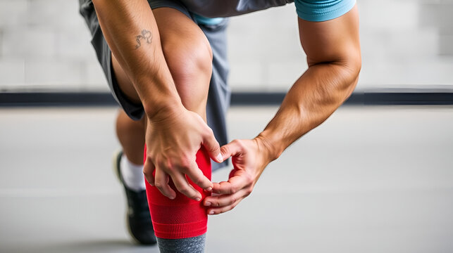 Man knee injured and sprained