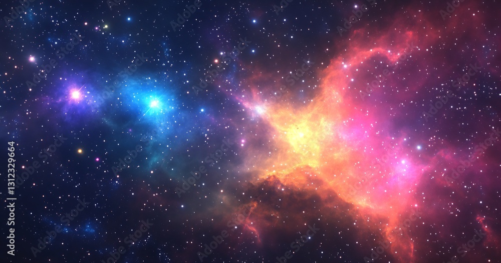 Canvas Prints colorful starry night sky with bright nebula and cosmic clouds in deep outer space : generative ai