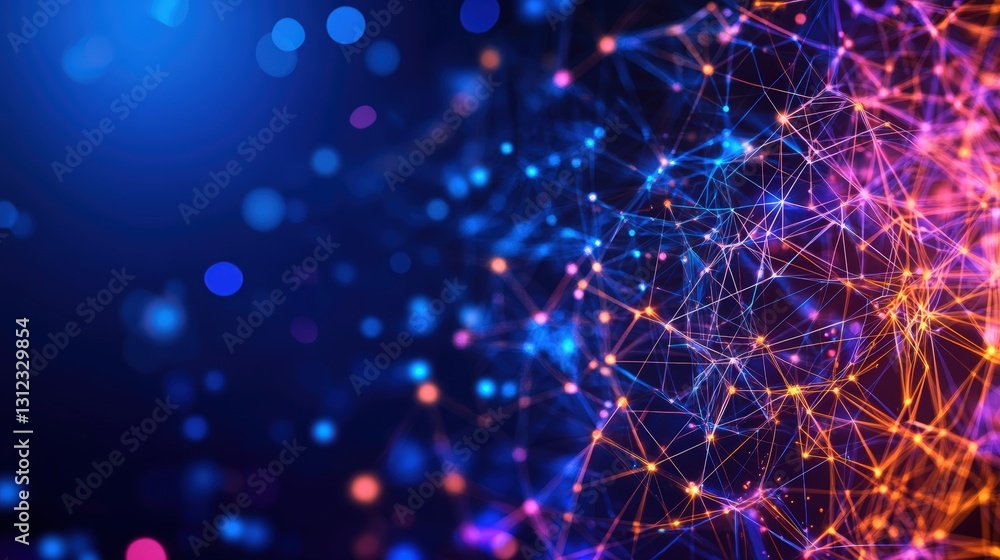 Poster intricate network of lights forming a complex web of brightness and connection against a dark backgr