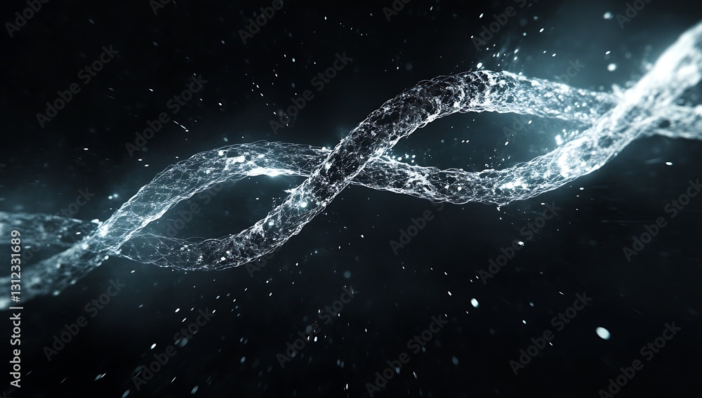 Aufkleber Abstract representation of intertwining water strands creating a futuristic visual in dark space : Generative AI