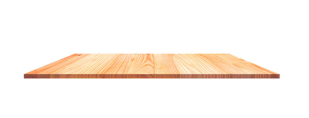 Wood plank panel or wooden countertop for product display presentation isolated on transparent...