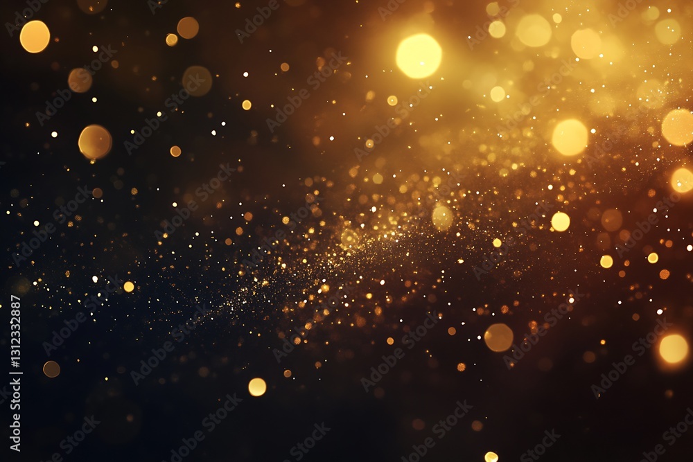 Poster Mesmerizing golden dust particles sparkling against a dark background creating a magical atmosphere : Generative AI