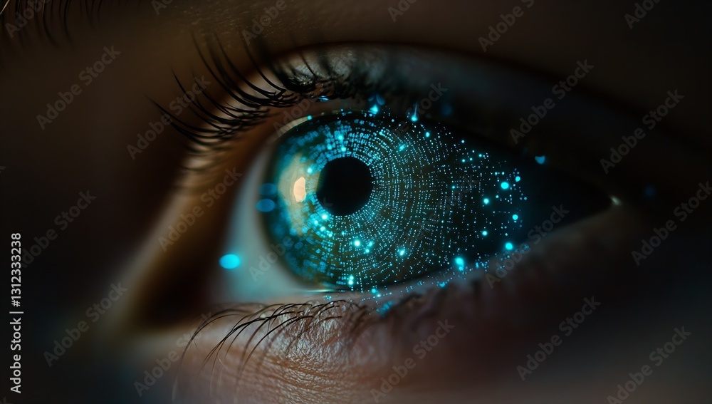 Leinwandbilder futuristic eye with glowing digital patterns showcasing advanced technology and innovation in vision